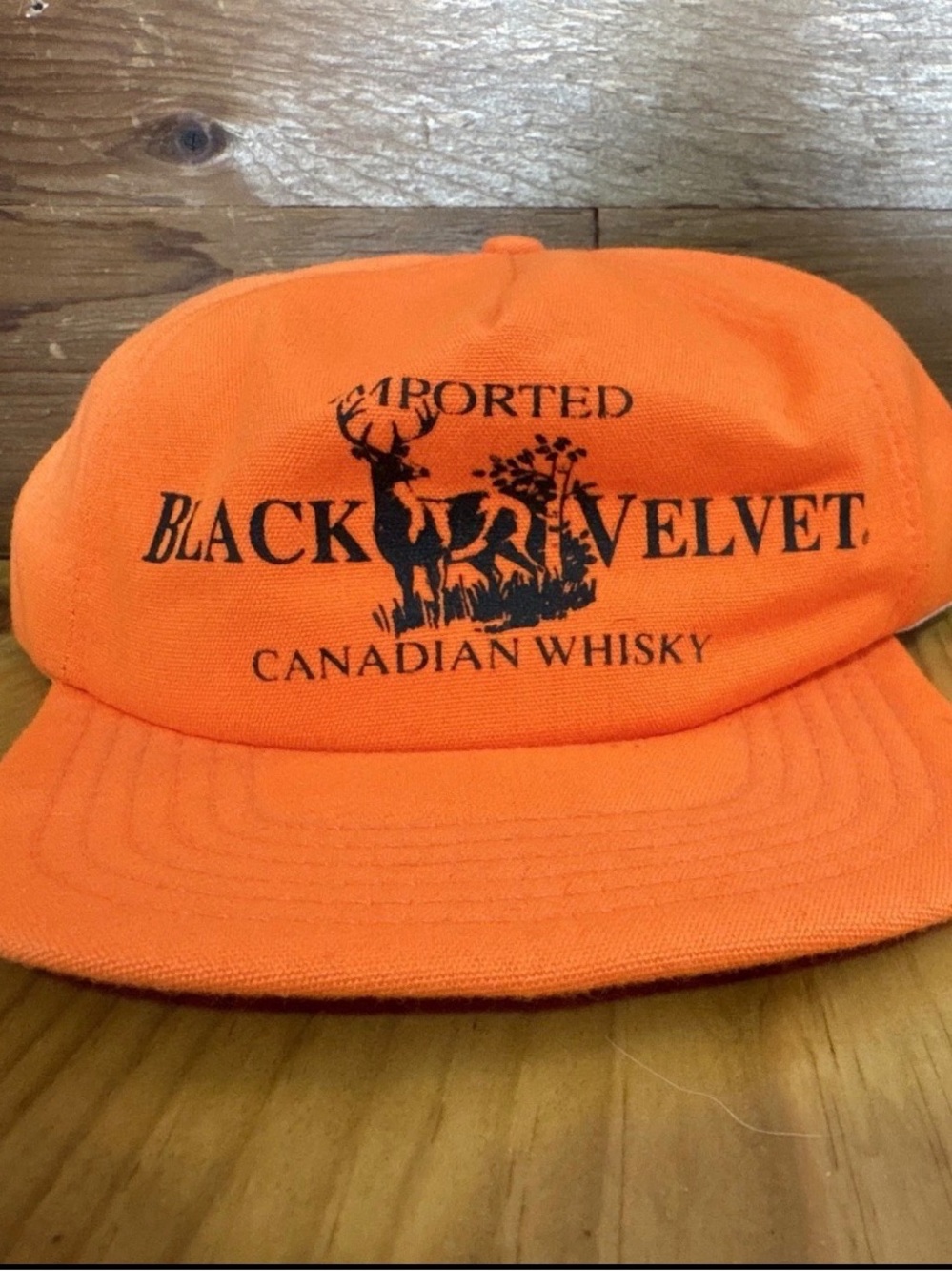 Vintage Black Velvet Canadian Whisky Orange Logo Snap Back